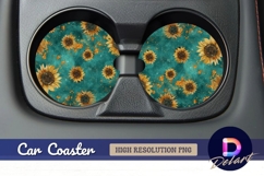 Sunflower pattern Round Car Coaster PNG Product Image 1