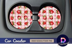 Strawberry pattern Round Car Coaster PNG Product Image 1