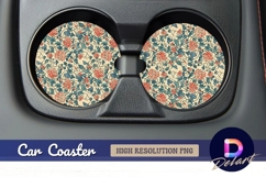 Floral print pattern Round Car Coaster PNG Product Image 1