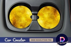 Golden watercolor circle abstract Round Car Coaster PNG Product Image 1