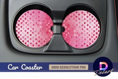 Pink heart pattern Round Car Coaster PNG Product Image 1