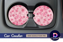 Pink snowflakes Round Car Coaster PNG Product Image 1