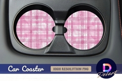 Pink plaid Round Car Coaster PNG Product Image 1