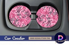 Pink and black abstract Round Car Coaster PNG Product Image 1