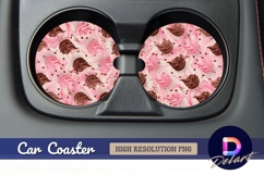 Pink and chocolate swirls Round Car Coaster PNG Product Image 1