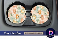 Decorative pumpkins watercolor Round Car Coaster PNG Product Image 1