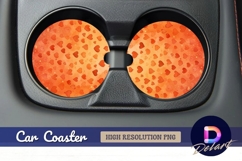 Round orange background featuring Round Car Coaster PNG Product Image 1