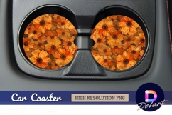 Orange flower arrangement Round Car Coaster PNG Product Image 1