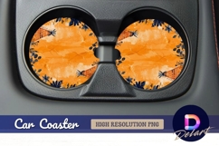 Orange abstract teepee flowers Round Car Coaster PNG Product Image 1