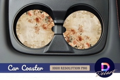 Vintage floral Round Car Coaster PNG Product Image 1