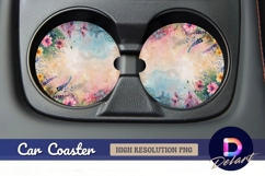 Watercolor floral Round Car Coaster PNG Product Image 1