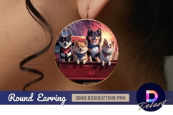 Patriotic dogs in truck bed with fireworks Round earring png Product Image 1