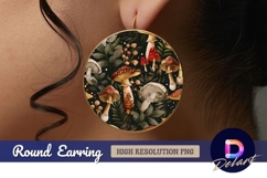 Enchanted forest mushrooms illustration Round Earring PNG Product Image 1