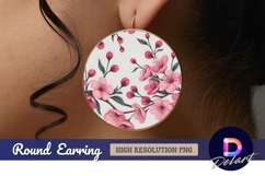 Pink cherry blossom Round Earring PNG Product Image 1
