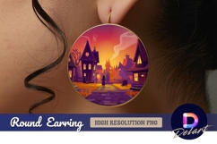 Spooky town halloween night round earring png Product Image 1