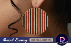 Grunge striped circle Round Earring PNG Product Image 1