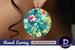 Floral watercolor circle background Round Earring PNG Product Image 1