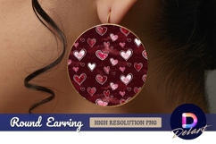 Heart pattern maroon Round Earring PNG Product Image 1