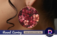 Round floral arrangement reddish pink Round Earring PNG Product Image 1