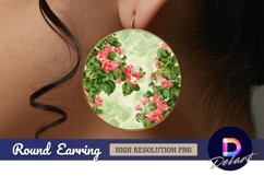 Pink floral Round Earring PNG Product Image 1