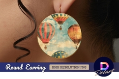 Vintage hot air balloons Round Earring PNG Product Image 1