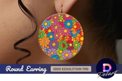 Colorful floral pattern Round Earring PNG Product Image 1