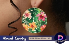 Tropical flower and leaf Round Earring PNG Product Image 1