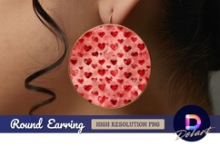 Red hearts pattern circle Round Earring PNG Product Image 1
