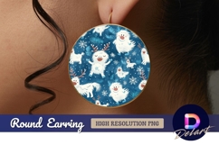 Festive yeti and duckling winter Round Earring PNG Product Image 1