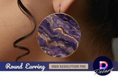 Abstract purple and gold Round Earring PNG Product Image 1
