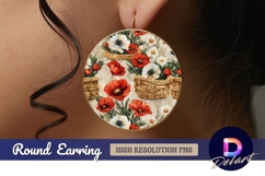 Poppies and daisies Round Earring PNG Product Image 1