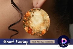 Autumn pumpkins leaves Round Earring PNG Product Image 1
