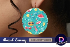 Pool party summer holiday fun background Round Earring PNG Product Image 1
