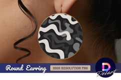 Abstract wavy gray round earring png graphic Product Image 1