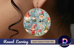 Cute gnomes floral Round Earring PNG Product Image 1