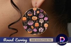 Watercolor halloween candies Round Earring PNG Product Image 1