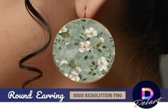Delicate floral pattern Round Earring PNG Product Image 1