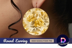 Golden roses floral pattern for Round Earring PNG Product Image 1