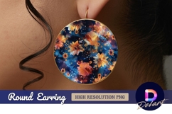 Floral nebula Round Earring PNG Product Image 1