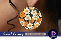 Orange and white daisy flower circle Round Earring PNG Product Image 1