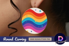 Rainbow waves with stars in round earring png Product Image 1