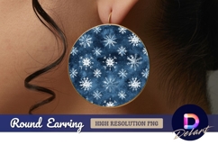Snowflake pattern on dark blue Round Earring PNG Product Image 1