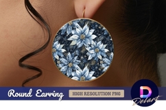 Winter poinsettia floral Round Earring PNG Product Image 1
