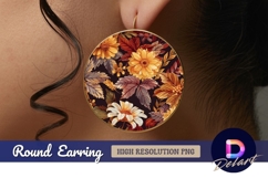 Autumnal floral Round Earring PNG Product Image 1
