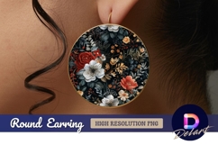 Floral pattern Round Earring PNG Product Image 1