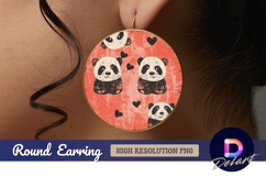 Cute panda and heart pattern Round Earring PNG Product Image 1