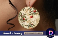 Vintage apple tree Round Earring PNG Product Image 1