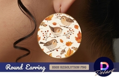 Autumn birds and leaves Round Earring PNG Product Image 1