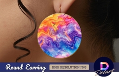 Abstract fluid art circle Round Earring PNG Product Image 1