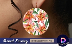 Watercolor tiger lily floral Round Earring PNG Product Image 1